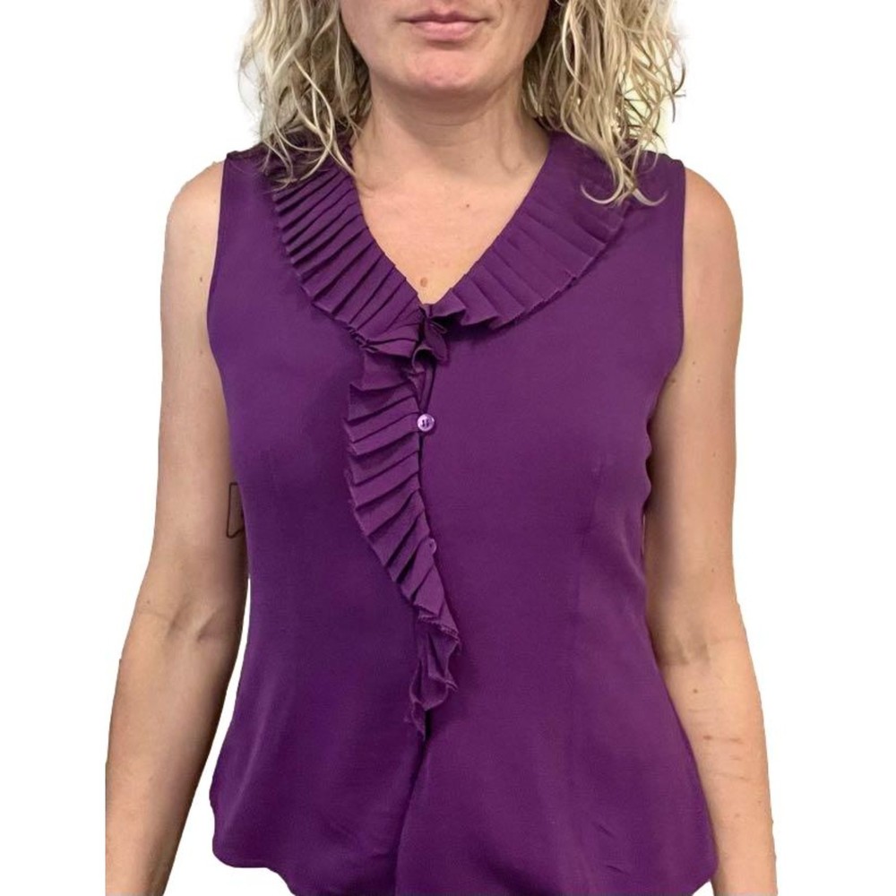 Doncaster 100% Silk Purple Sleeveless Blouse Size 10, New With Tags